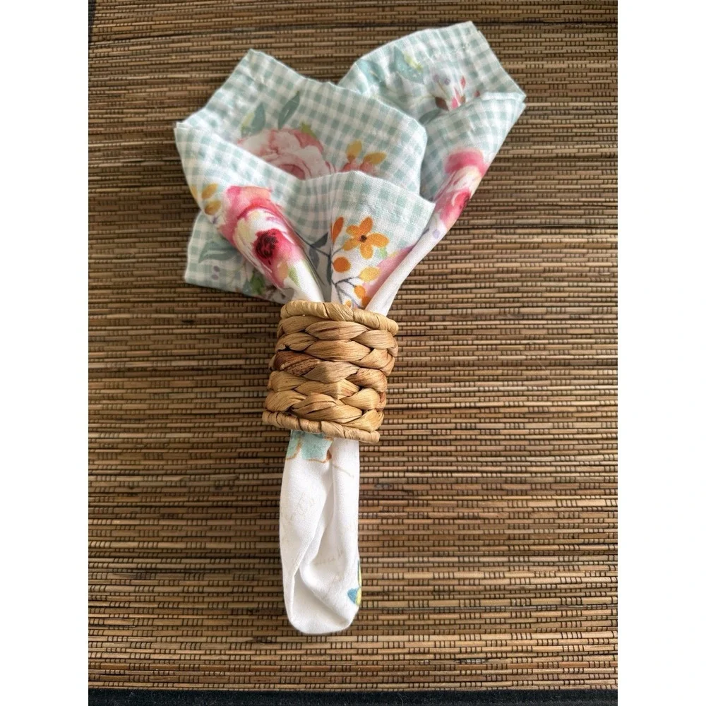 Set‎ of 6 Vtg Woven Seagrass Napkin Rings Rustic Dining Table Place Setting 2